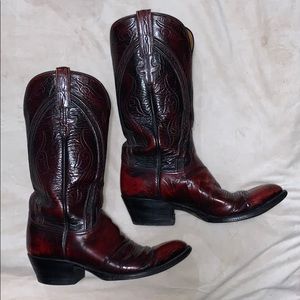 Lucchese Black Cherry Goat Leather Boots